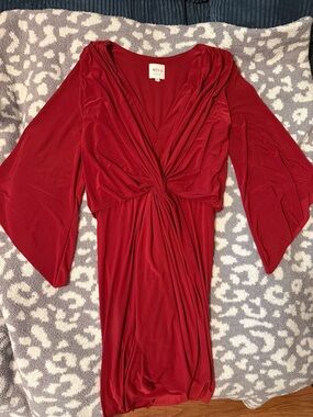 Misa Los Angeles Red Midi Dress